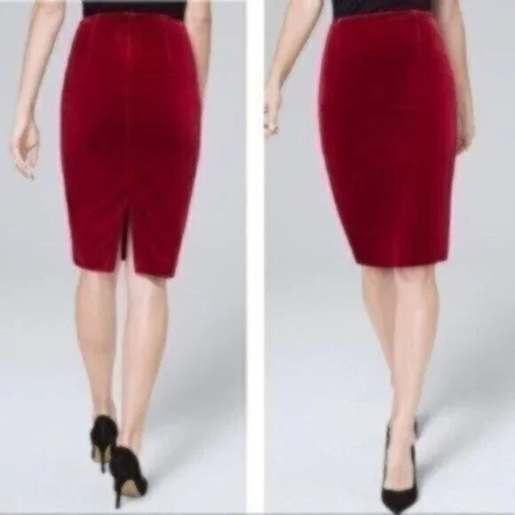 NWOT White House Black Market Velvet Pencil Skirt - Picture 1 of 5